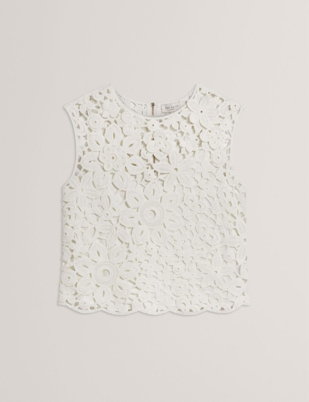 Ted Baker JOYYRA - Floral Crochet Knit Sleeveless トップス レディース 白 | Japan  VEWU-57094