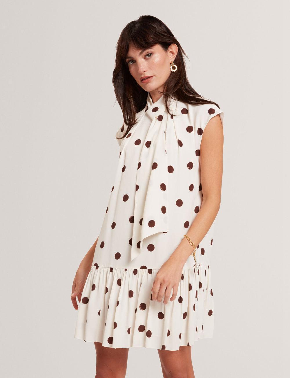 Ted Baker JUTUVA - Polka Dot Neck Shift ミニドレス レディース Ivory | Japan  WAGJ-13609