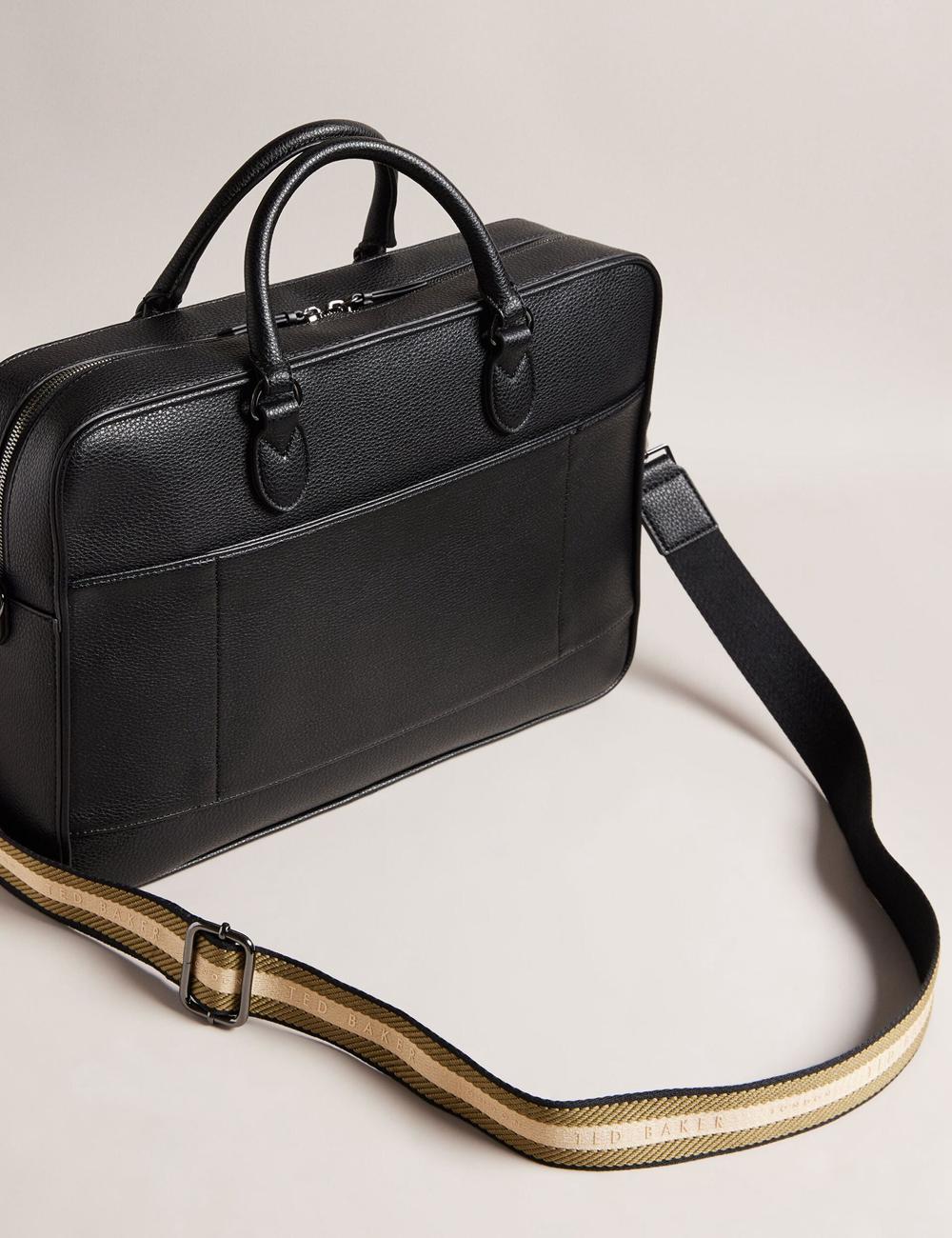 Ted Baker KADEN - Branded Webbing PU Leather Document ショルダーバッグ メンズ 黒 | Japan  WEIJ-79480