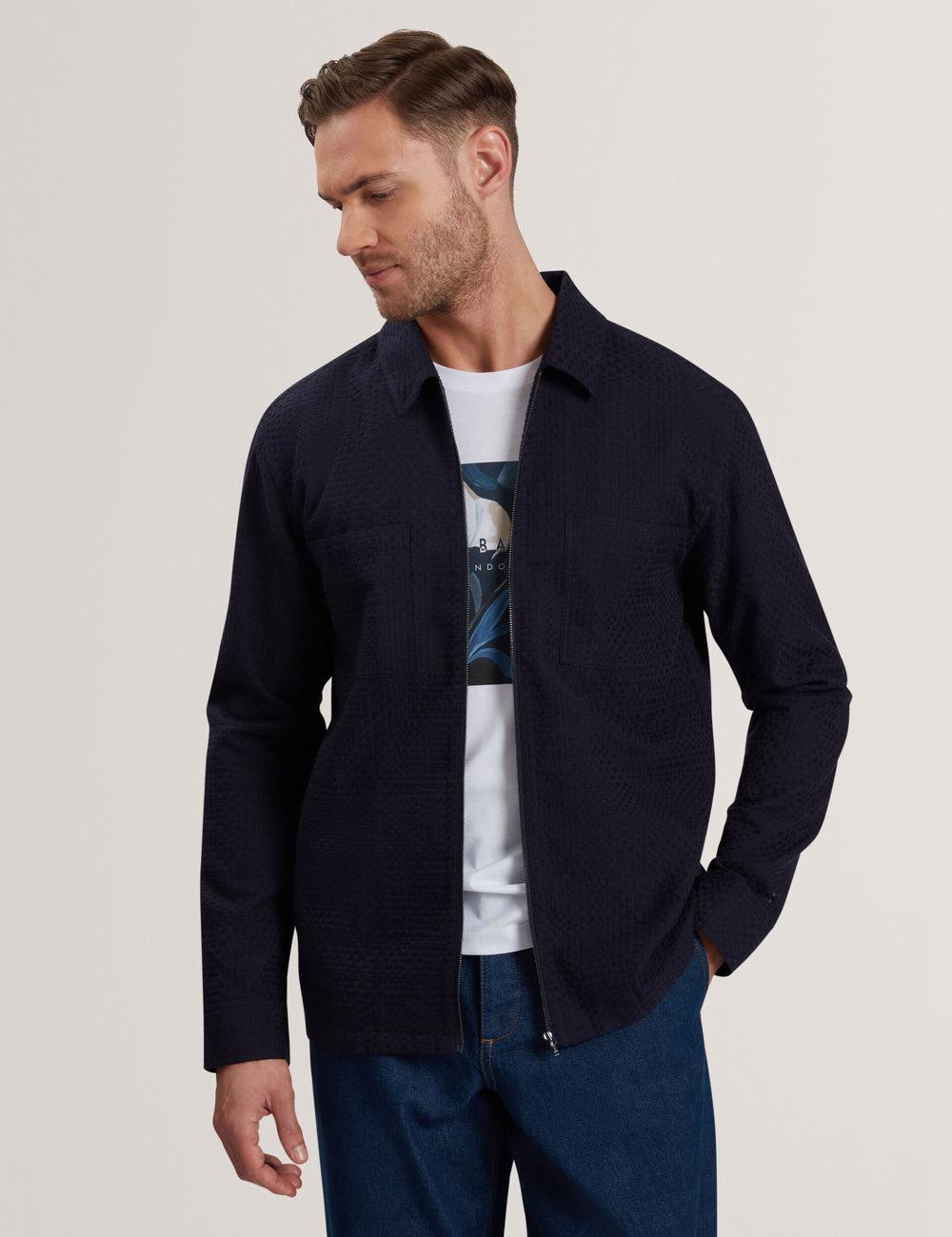 Ted Baker KAILINS - Long Sleeve Zip-Through Cotton Overshirt オーバーシャツ メンズ ネイビー | Japan  NHDT-36948