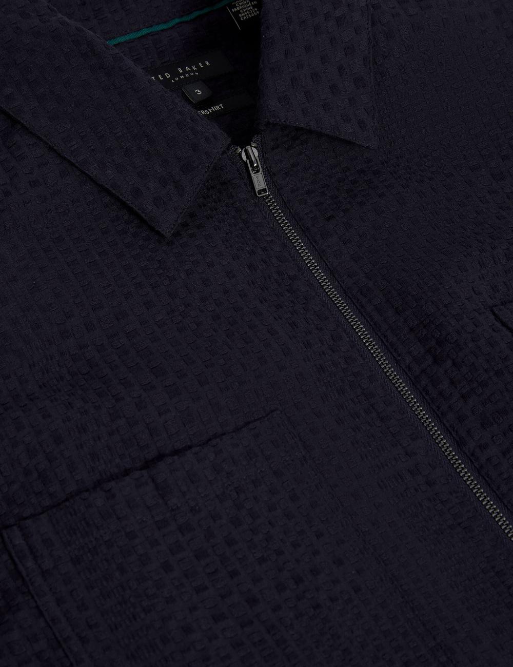 Ted Baker KAILINS - Long Sleeve Zip-Through Cotton Overshirt オーバーシャツ メンズ ネイビー | Japan  NHDT-36948