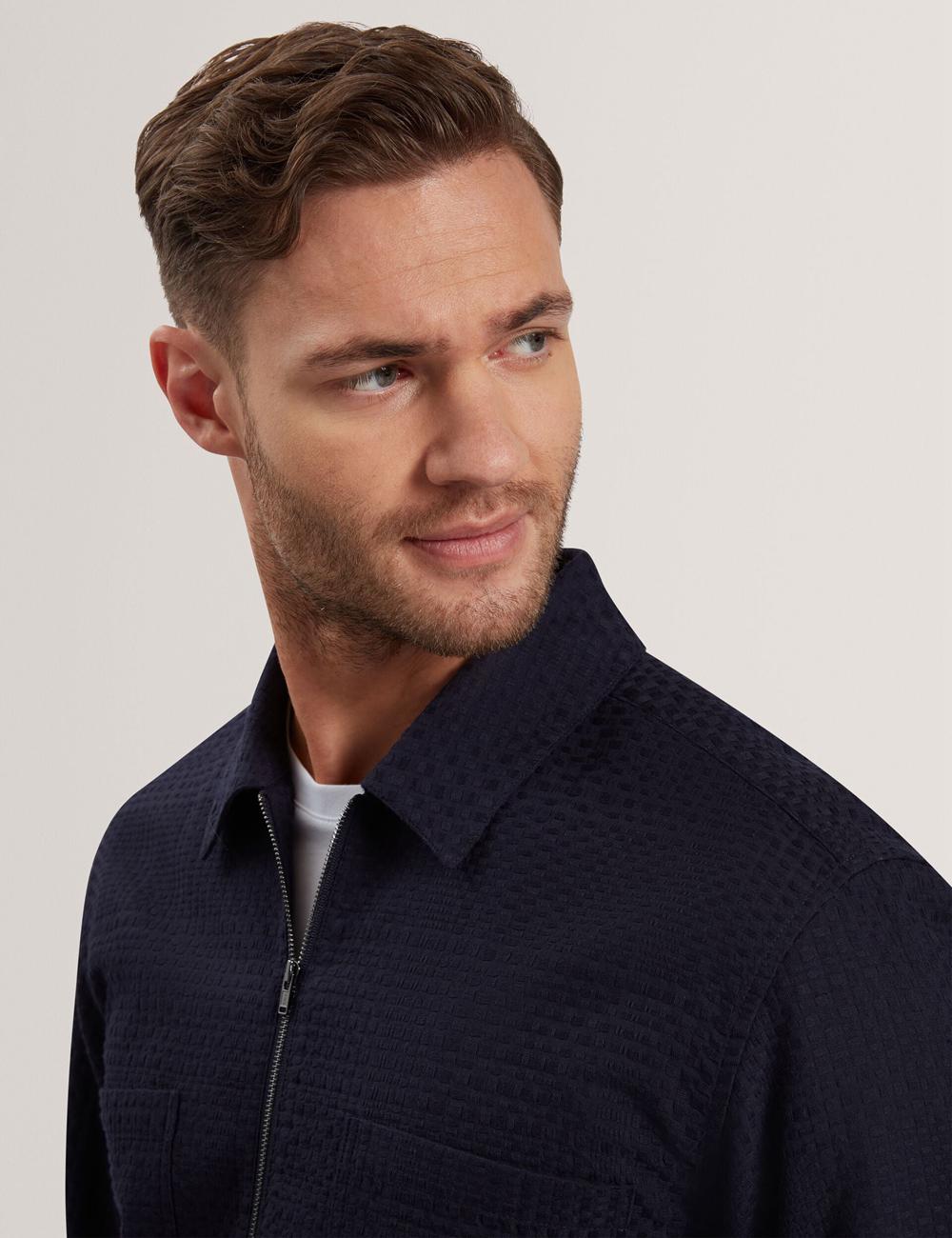 Ted Baker KAILINS - Long Sleeve Zip-Through Cotton Overshirt オーバーシャツ メンズ ネイビー | Japan  NHDT-36948