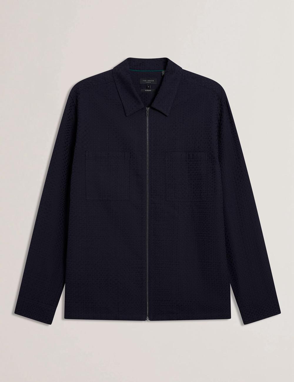 Ted Baker KAILINS - Long Sleeve Zip-Through Cotton Overshirt オーバーシャツ メンズ ネイビー | Japan  NHDT-36948