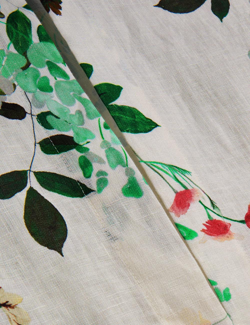 Ted Baker KALNA - Printed Linen Short Sleeve Cropped Shirt トップス レディース 白 | Japan  UOPJ-68574