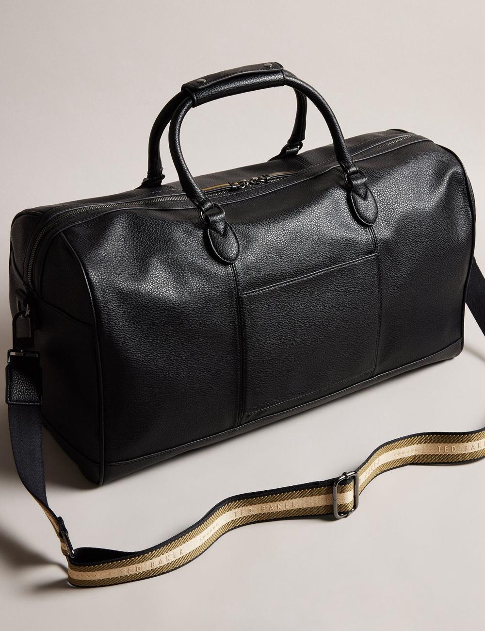 Ted Baker KALVIN - Webbing Faux Leather Holdall Bags メンズ 黒 | Japan  LHCP-41367