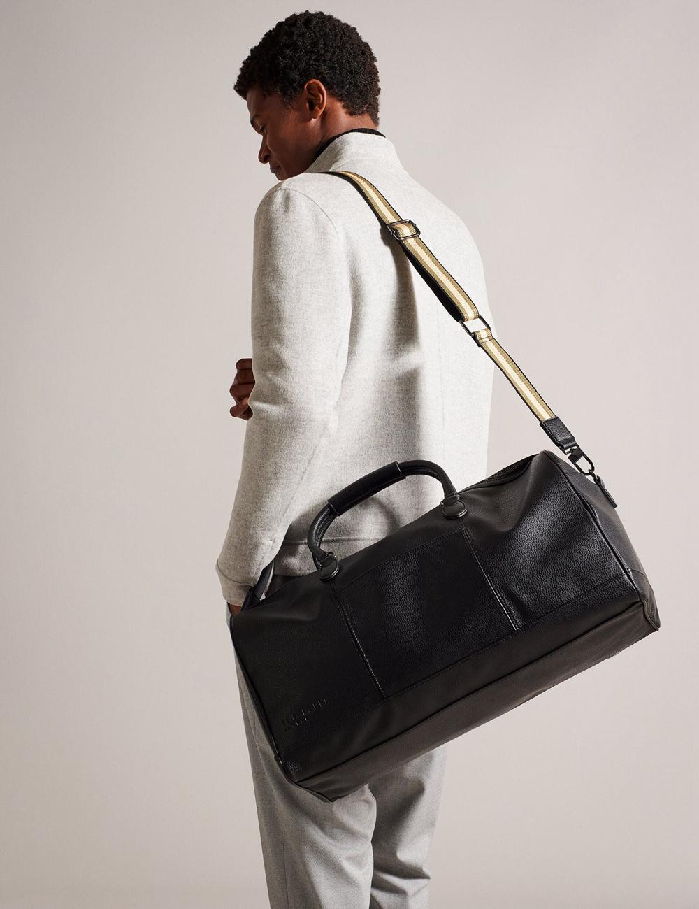 Ted Baker KALVIN - Webbing Faux Leather Holdall Bags メンズ 黒 | Japan  LHCP-41367