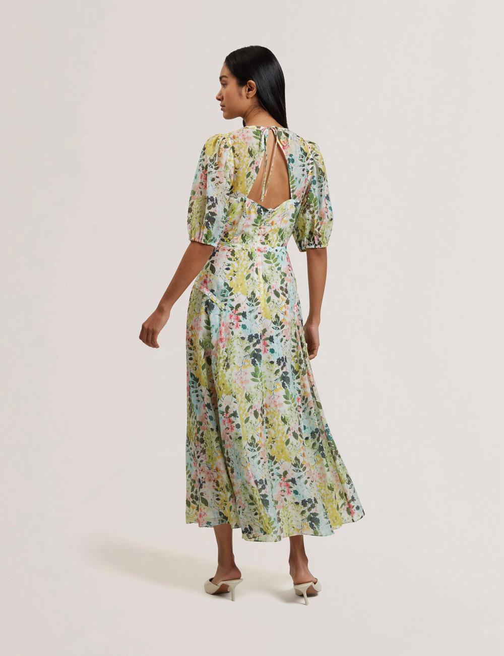 Ted Baker KANDEA - Floral Puff Sleeve A-Line ミディドレス レディース Ivory | Japan  LPFR-60829