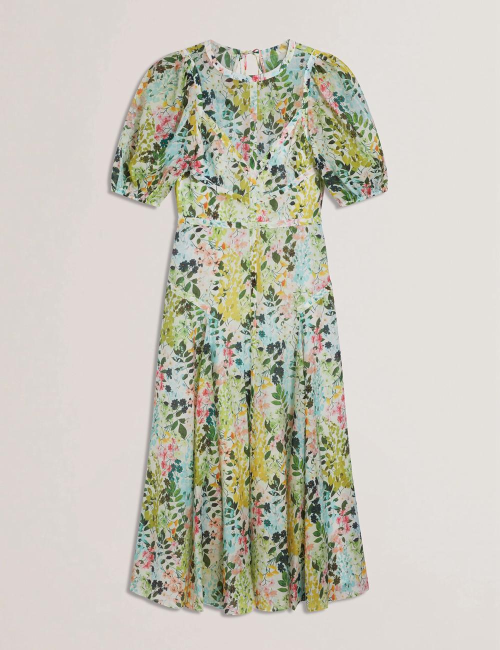 Ted Baker KANDEA - Floral Puff Sleeve A-Line ミディドレス レディース Ivory | Japan  LPFR-60829