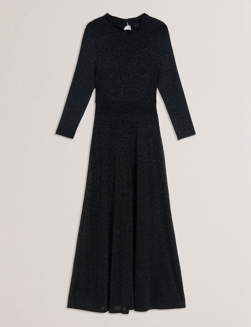 Ted Baker KANNIE - Metallic Knit Flowy ミディドレス レディース 黒 | Japan  SKTN-60571