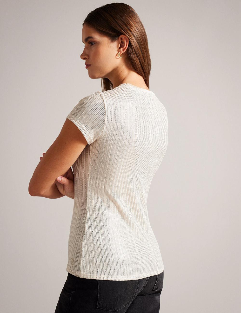 Ted Baker KATRINO - Metallic Short Sleeve Crew Neck トップス レディース ゴールド | Japan  NOCV-53742