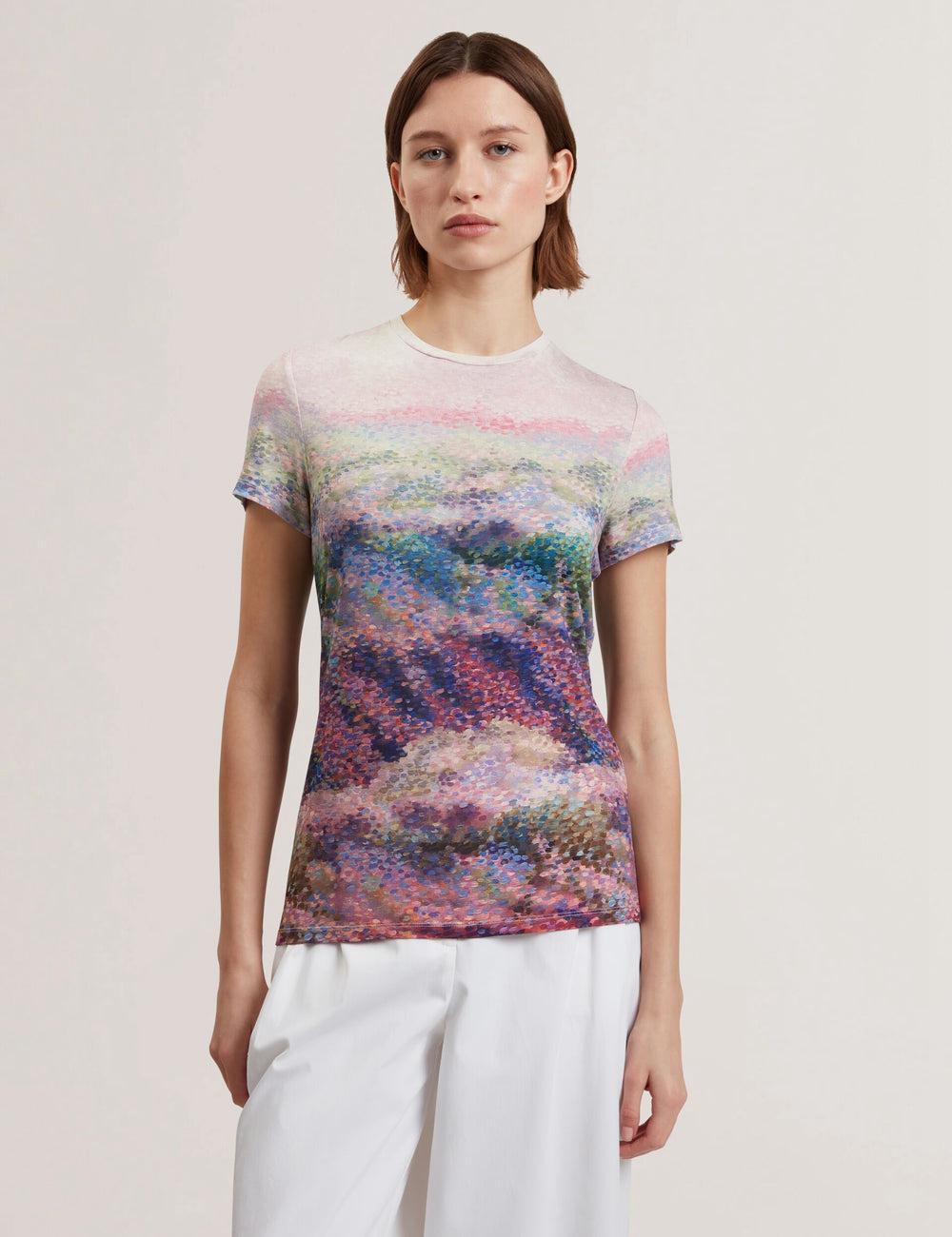 Ted Baker KAYTTE - Painted Print Crew Neck Fitted Tシャツ レディース ピンク | Japan  CUPH-16324