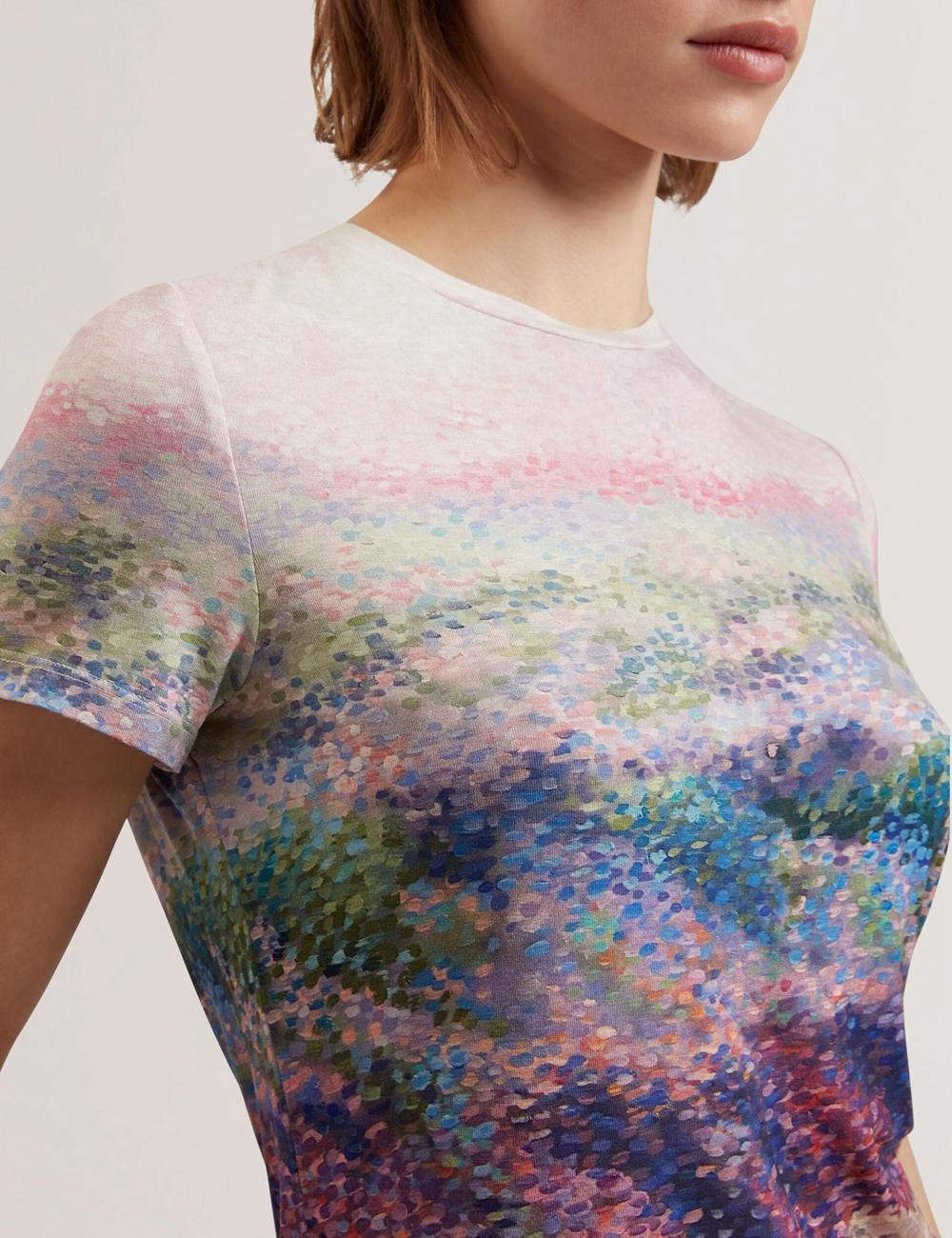 Ted Baker KAYTTE - Painted Print Crew Neck Fitted Tシャツ レディース ピンク | Japan  CUPH-16324