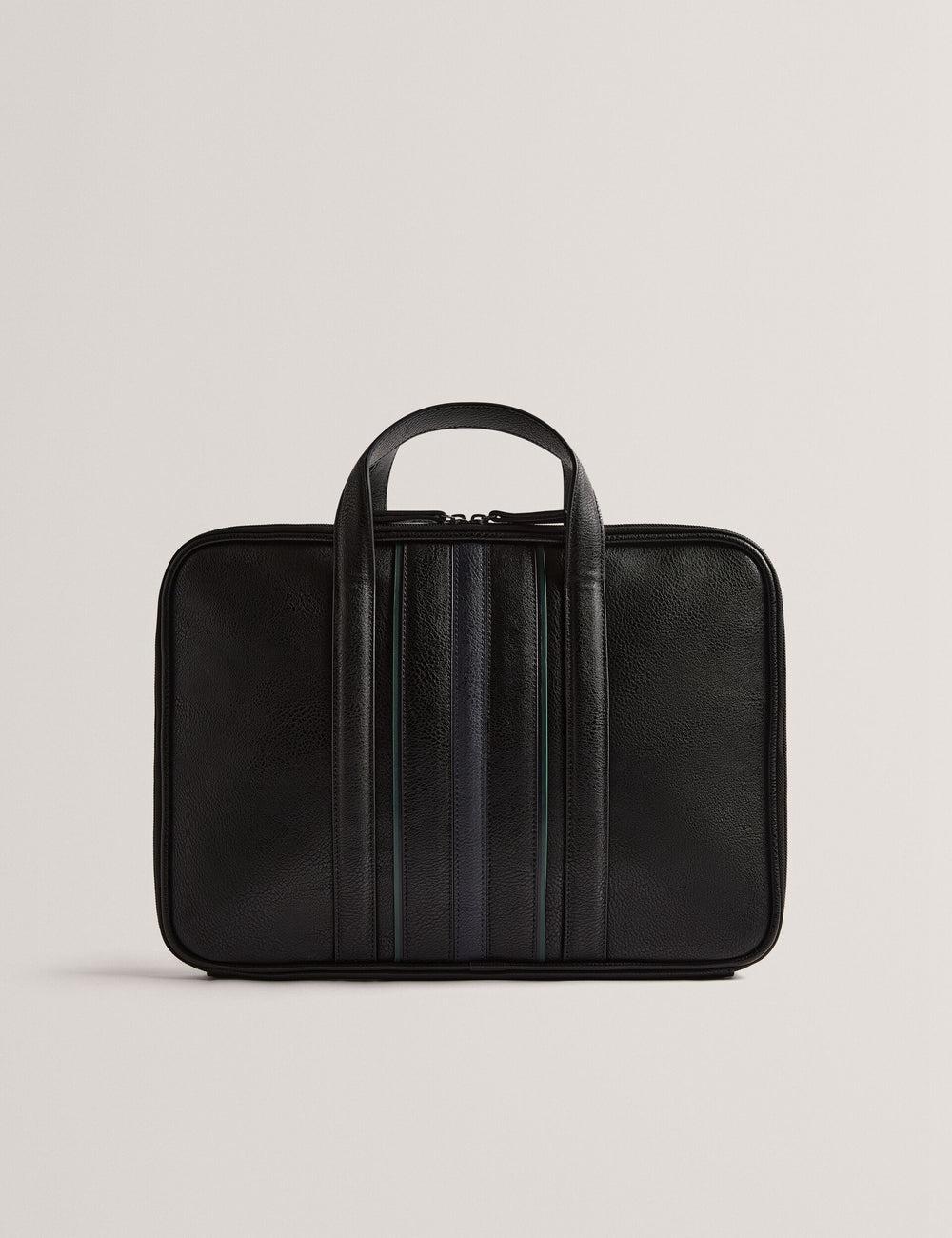 Ted Baker KEDRIK - Stripe Detail Faux Leather ドキュメントバッグ メンズ 黒 | Japan  YCDO-39058