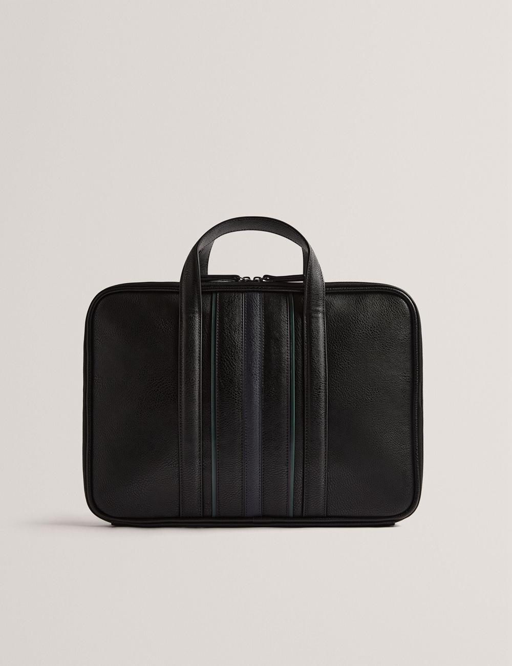 Ted Baker KEDRIK - Stripe Detail Faux Leather ドキュメントバッグ メンズ 黒 | Japan  YCDO-39058