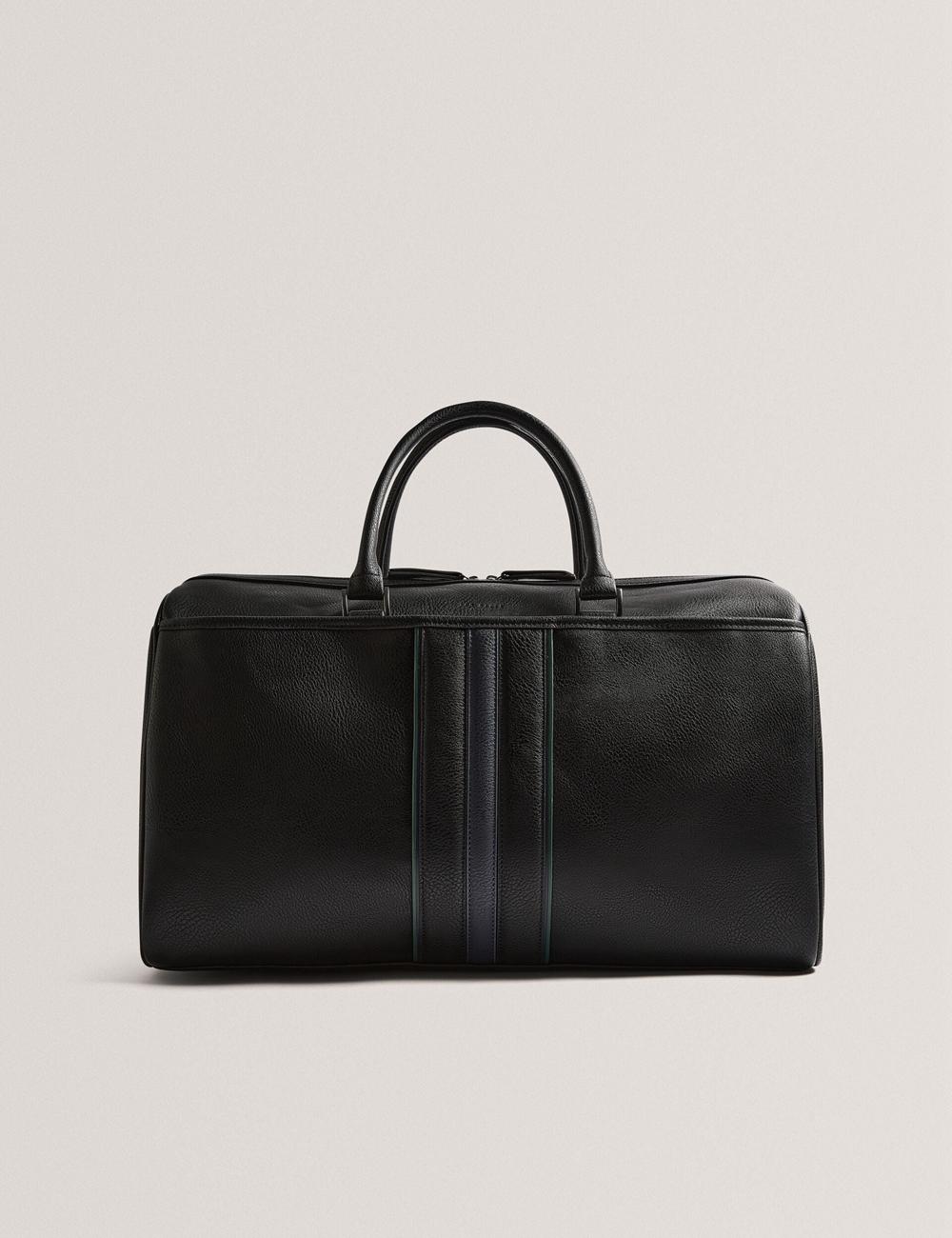 Ted Baker KELVIN - Striped Panel Faux Leather Holdall Bags メンズ 黒 | Japan  HTFI-51370