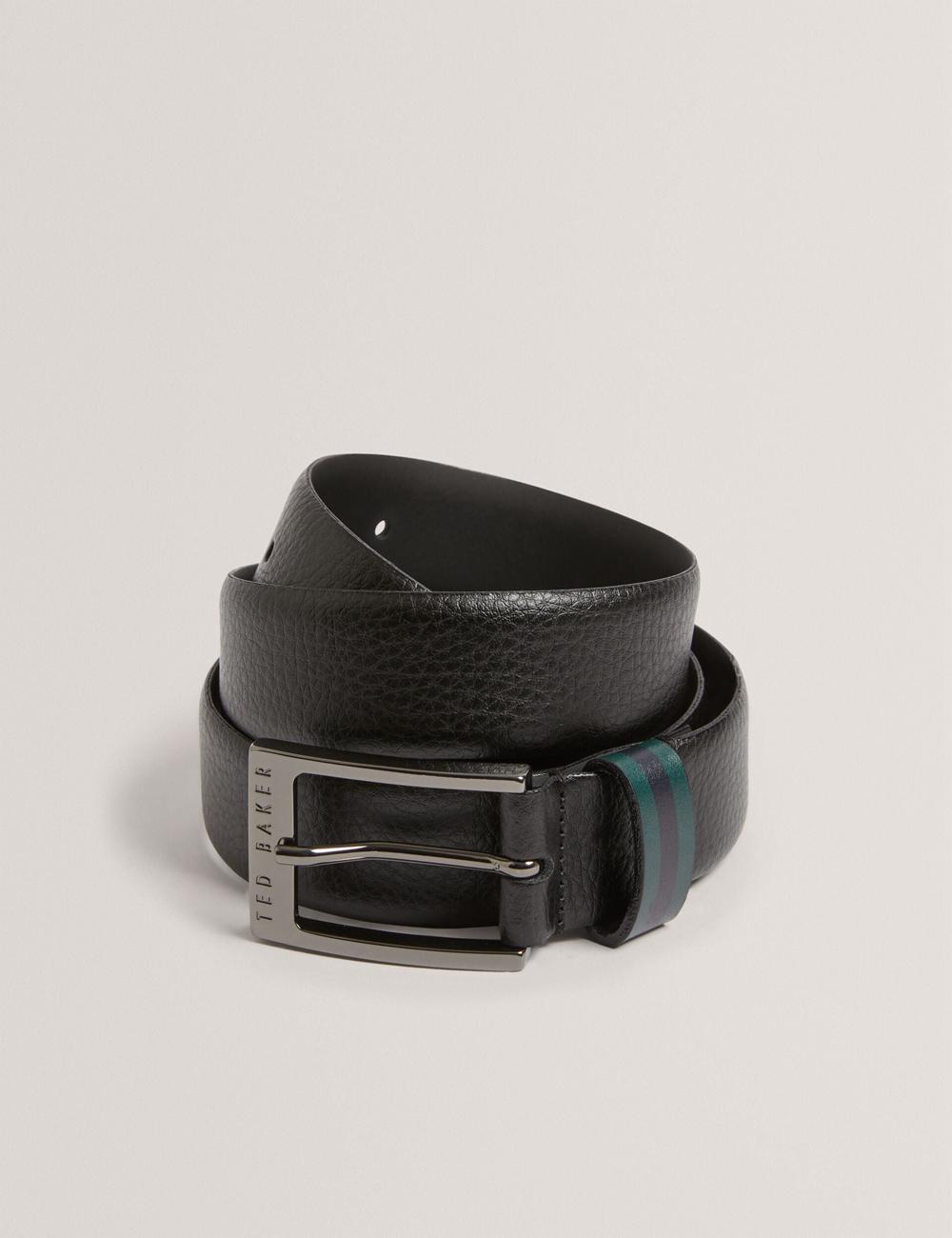 Ted Baker KENDON - Grained Leather With Striped Loop ベルト メンズ 黒 | Japan  NZKG-32684