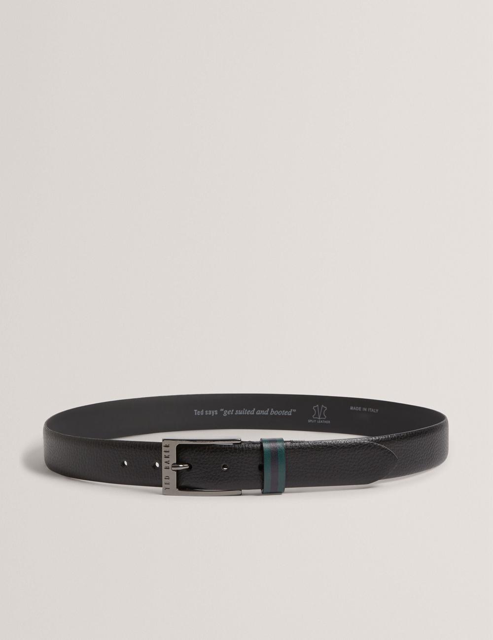 Ted Baker KENDON - Grained Leather With Striped Loop ベルト メンズ 黒 | Japan  NZKG-32684