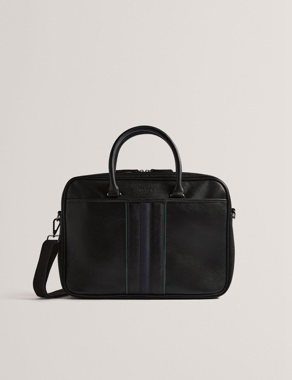Ted Baker KENRIIK - Faux Leather Striped Panel ドキュメントバッグ メンズ 黒 | Japan  HIGB-73621