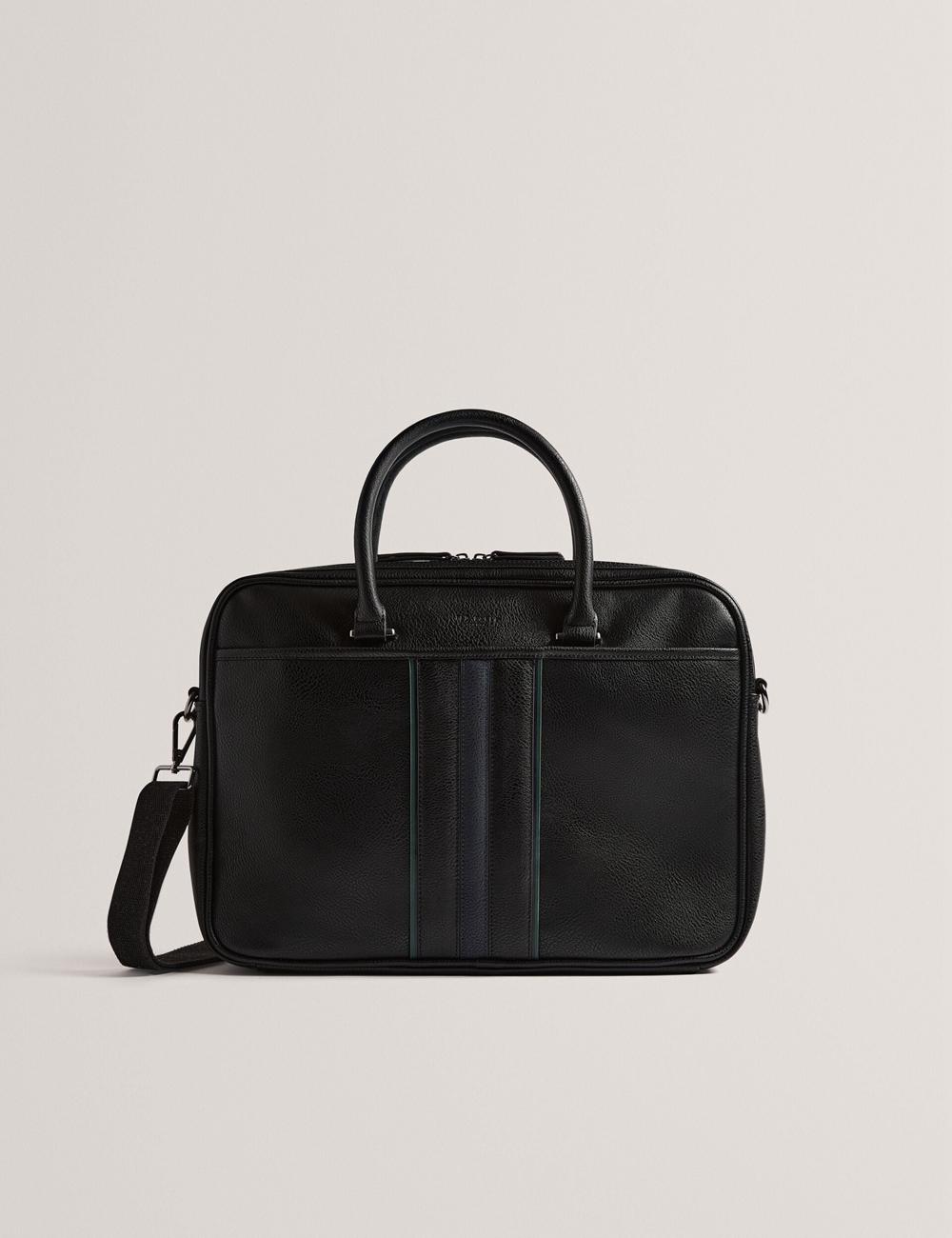Ted Baker KENRIIK - Faux Leather Striped Panel ドキュメントバッグ メンズ 黒 | Japan  HIGB-73621