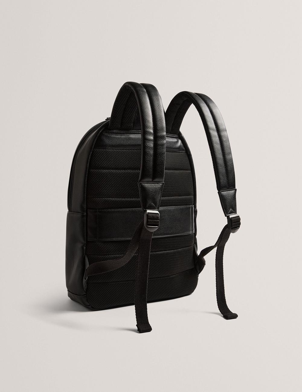 Ted Baker KEVIIN - Faux Leather Striped Panel リュック メンズ 黒 | Japan  STCN-21675