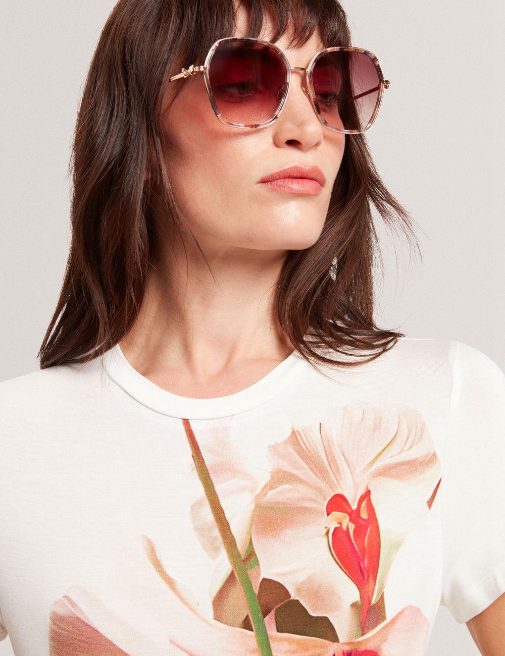 Ted Baker KIRA - Oversized Metal Frame Hexagon サングラス レディース Gloss Pattern | Japan  JYBX-51096