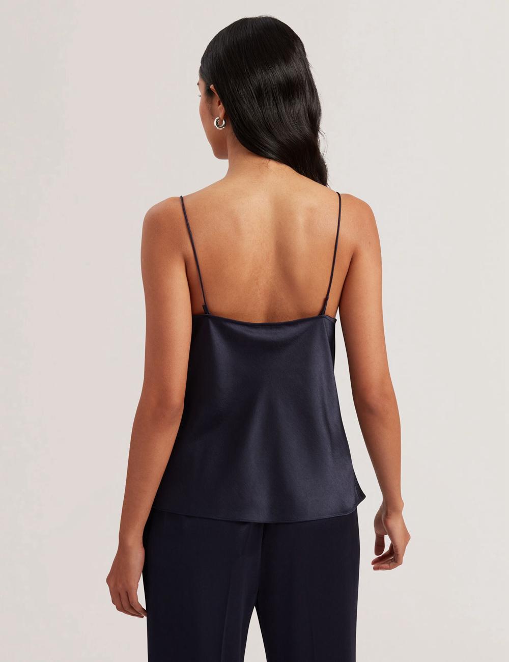 Ted Baker KITI - Satin Cowl Neck Strappy Cami トップス レディース ネイビー | Japan  TWXE-62739