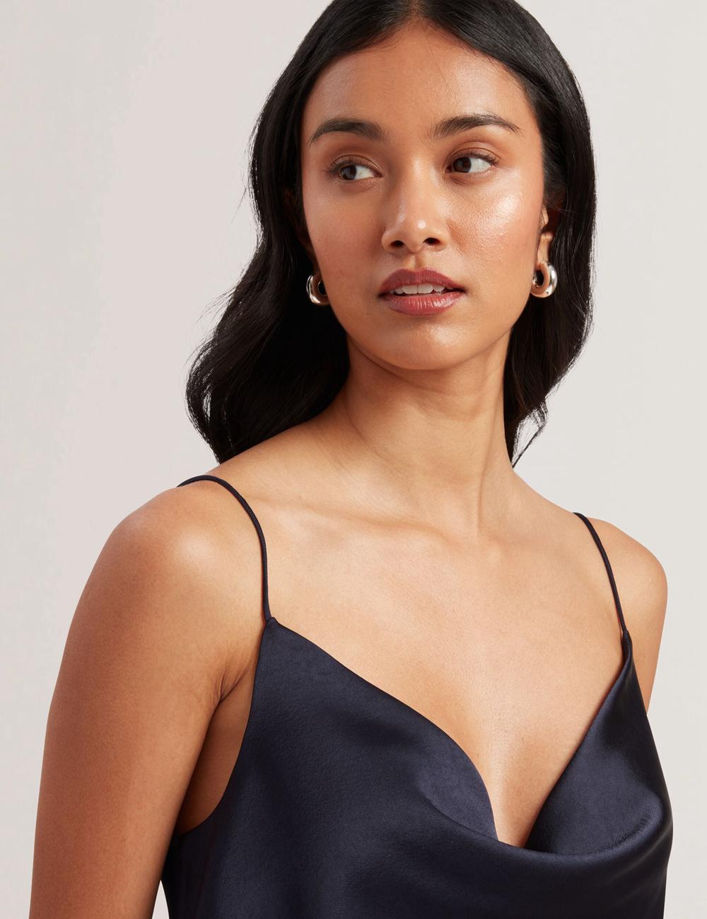 Ted Baker KITI - Satin Cowl Neck Strappy Cami トップス レディース ネイビー | Japan  TWXE-62739