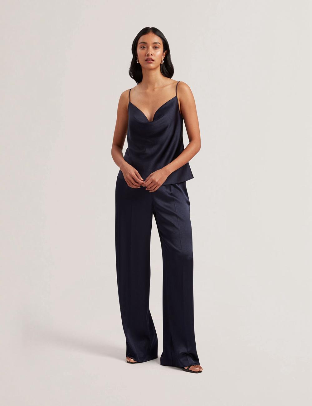 Ted Baker KITI - Satin Cowl Neck Strappy Cami トップス レディース ネイビー | Japan  TWXE-62739