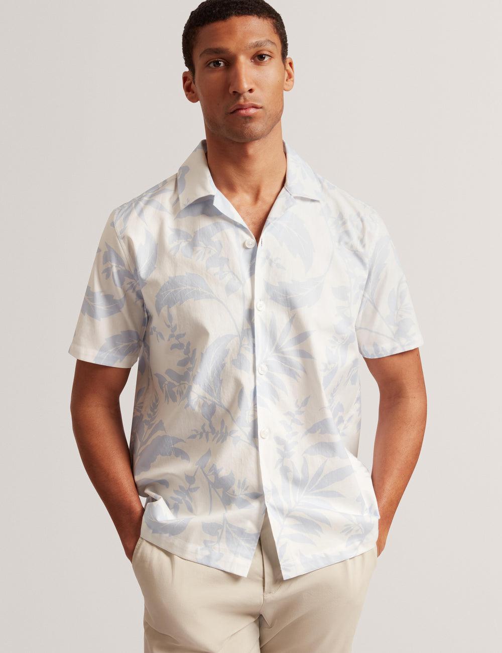 Ted Baker KITS - Short Sleeve Relaxed Floral Print シャツ メンズ 青 | Japan  LXQD-84291