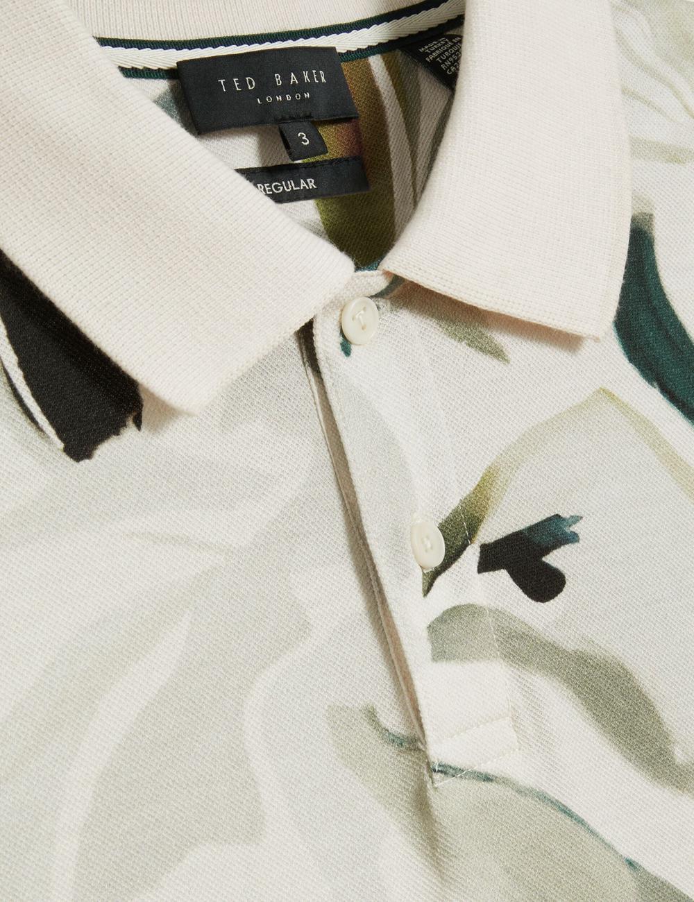 Ted Baker KIVEM - Short Sleeve Cotton Floral Print ポロシャツ メンズ Ecru | Japan  NHAW-80931