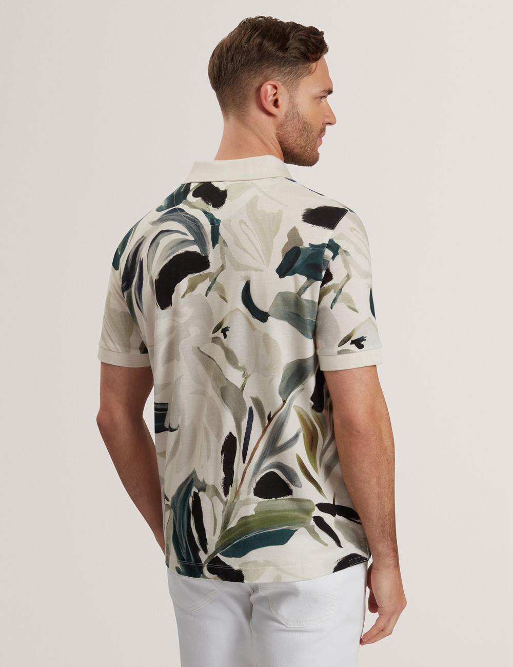 Ted Baker KIVEM - Short Sleeve Cotton Floral Print ポロシャツ メンズ Ecru | Japan  NHAW-80931