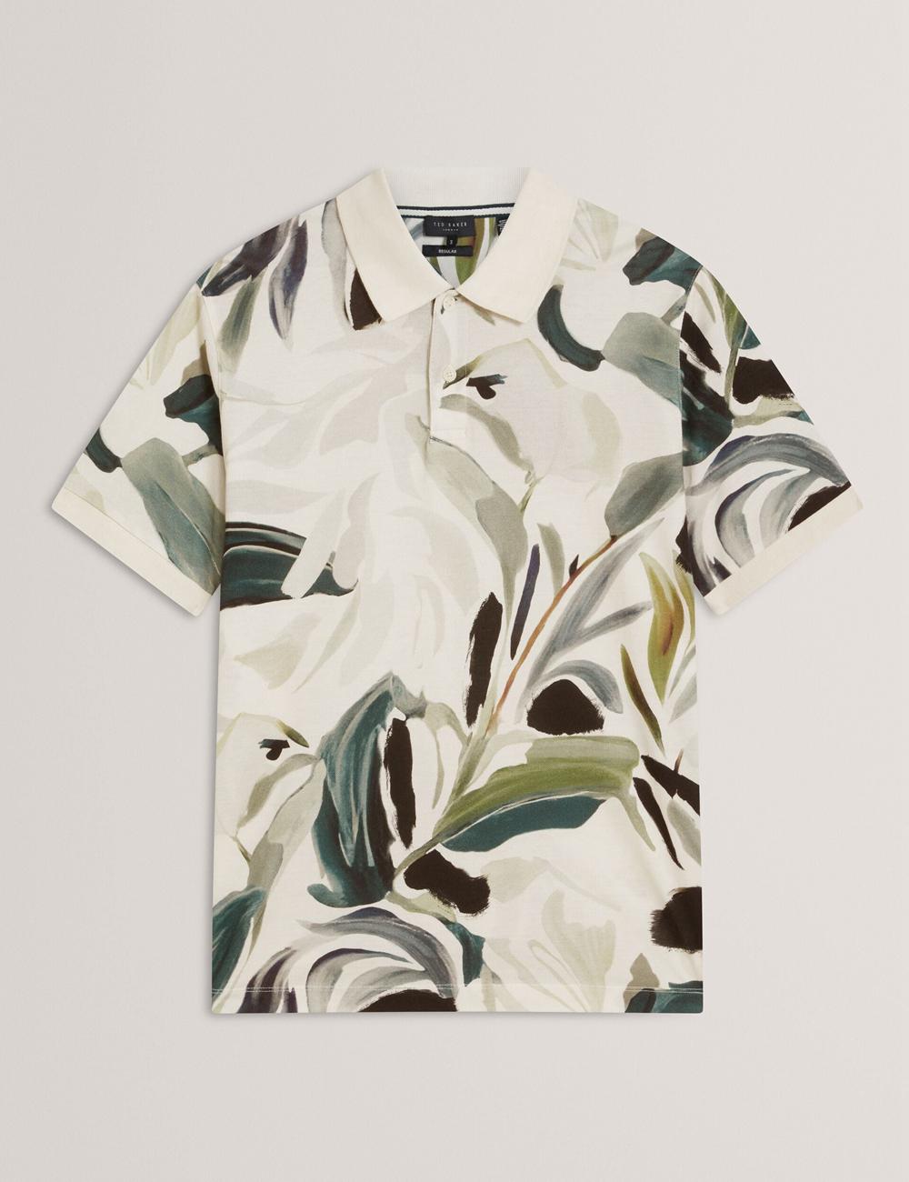 Ted Baker KIVEM - Short Sleeve Cotton Floral Print ポロシャツ メンズ Ecru | Japan  NHAW-80931