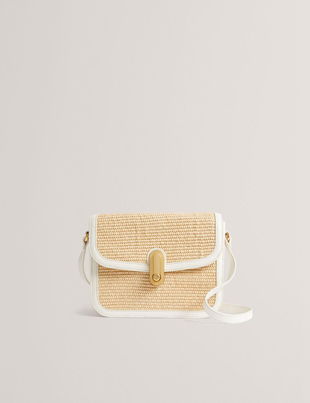 Ted Baker KKASSIA - Faux Raffia Twist Lock Crossbody Satchel サッチェルバッグ レディース Ecru | Japan  JYLZ-53804