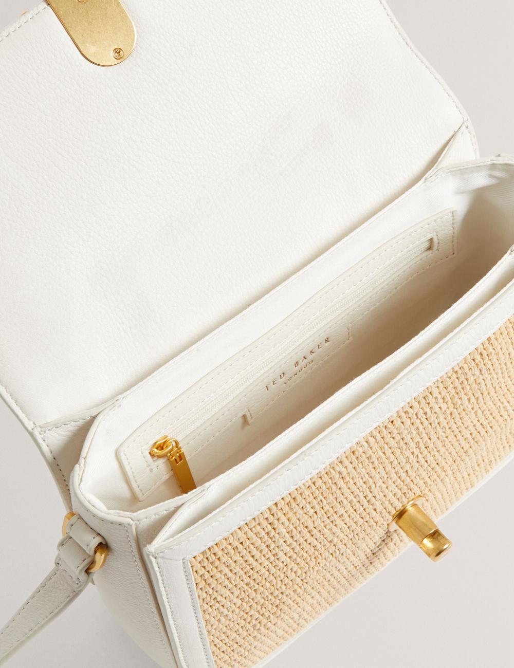 Ted Baker KKASSIA - Faux Raffia Twist Lock Crossbody Satchel サッチェルバッグ レディース Ecru | Japan  JYLZ-53804