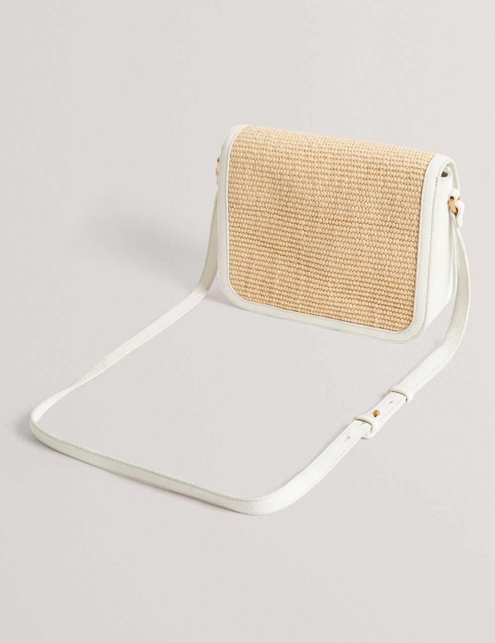 Ted Baker KKASSIA - Faux Raffia Twist Lock Crossbody Satchel サッチェルバッグ レディース Ecru | Japan  JYLZ-53804