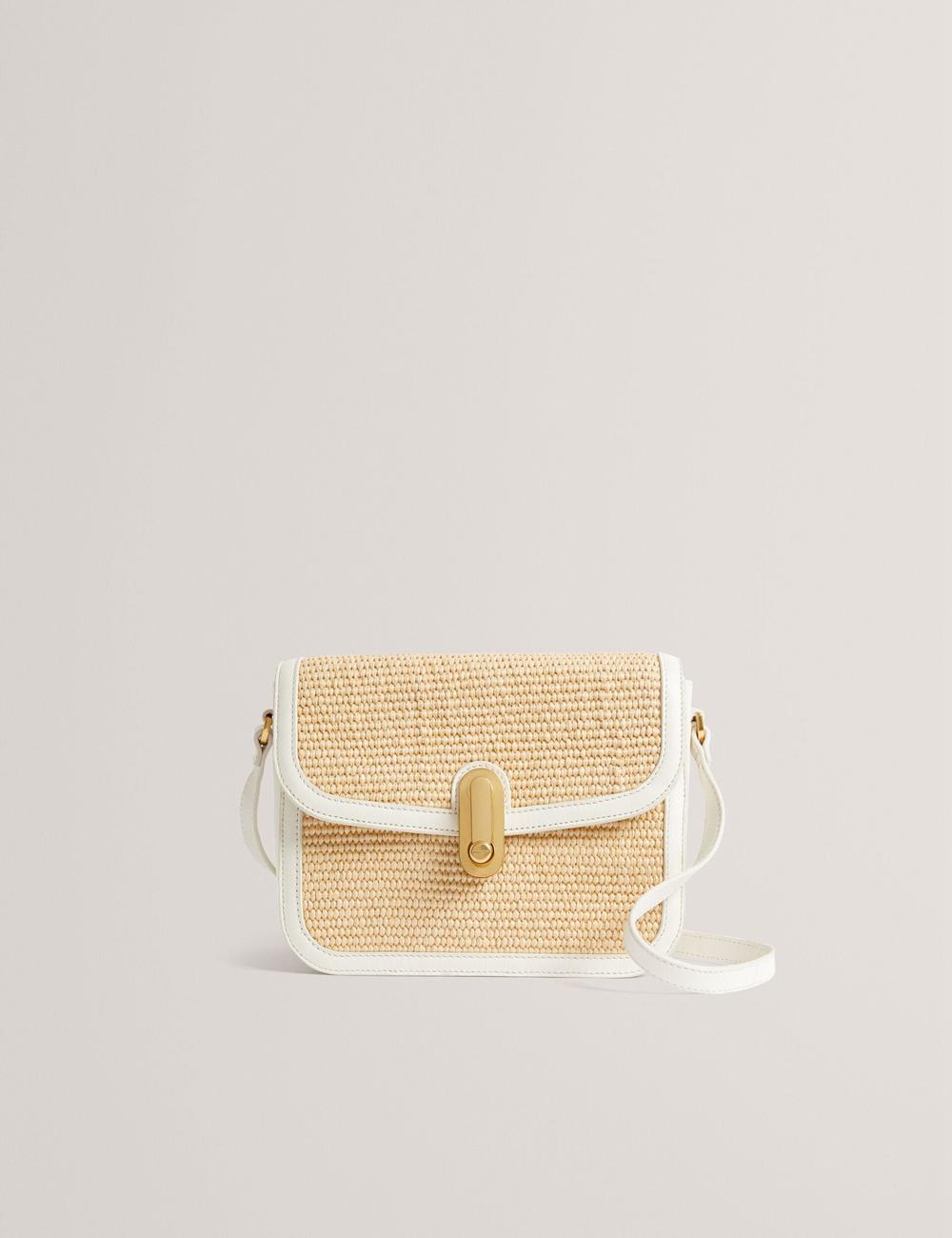 Ted Baker KKASSIA - Faux Raffia Twist Lock Crossbody Satchel サッチェルバッグ レディース Ecru | Japan  JYLZ-53804