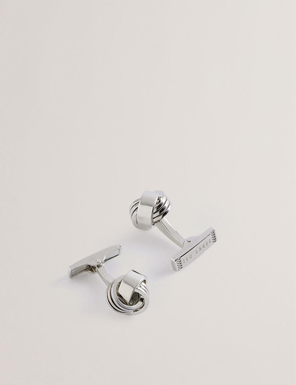 Ted Baker KNOTED - Knotted Shiny Metal カフスボタン メンズ シルバー | Japan  SZIA-96427