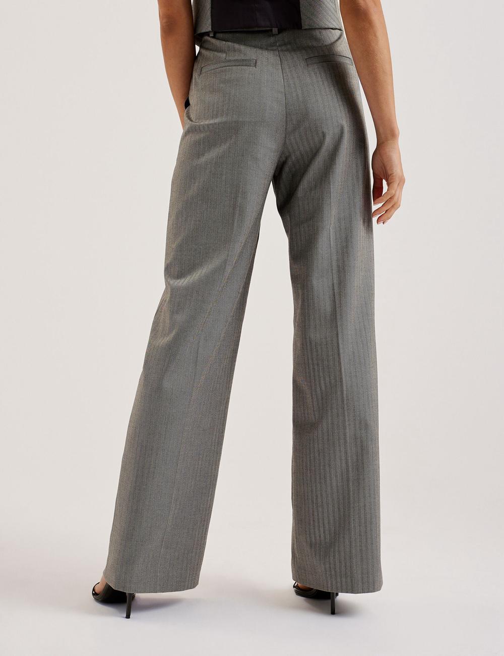 Ted Baker KOAT - Herringbone Wide Leg Tailored ズボン レディース グレー | Japan  JVHU-56478