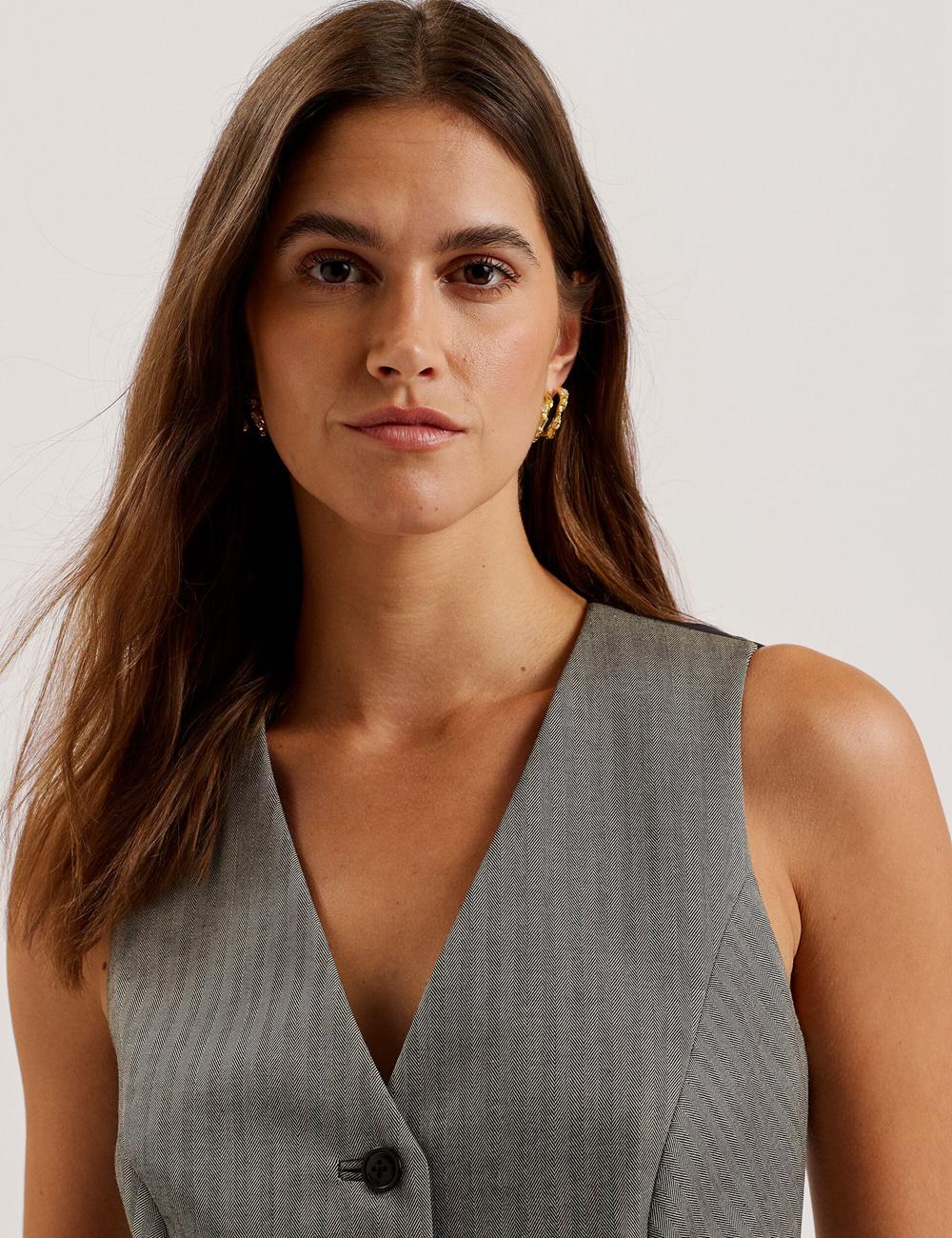 Ted Baker KOAW - Herringbone Single Breasted スーツチョッキ レディース グレー | Japan  RXWN-71493