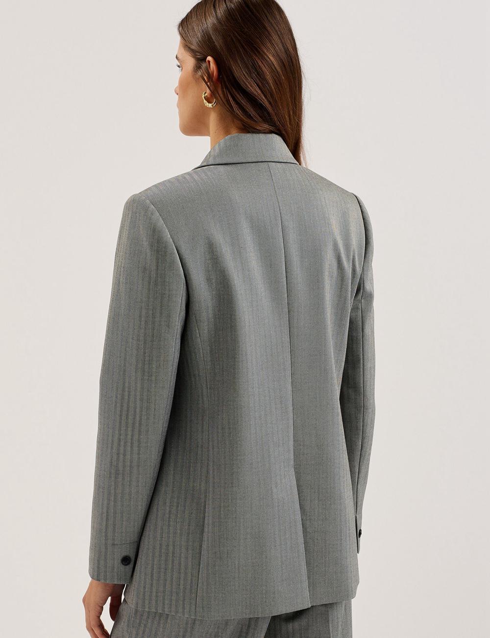 Ted Baker KOA - Oversized Herringbone Single Breasted ブレイザーズ レディース グレー | Japan  JMPT-48952