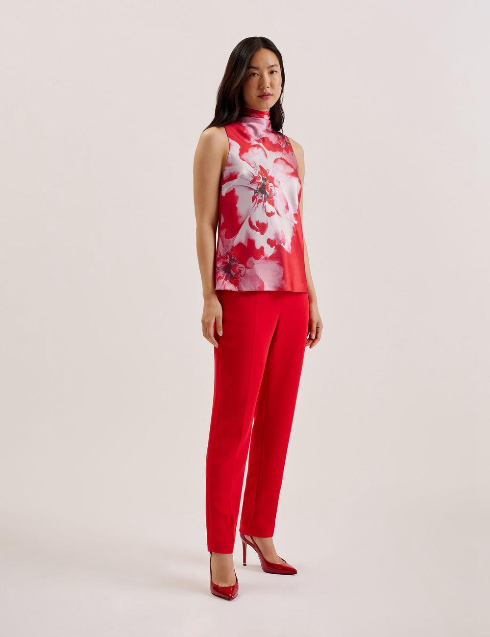 Ted Baker KOHANA - Floral Satin High Neck Sleeveless Top ブラウス レディース 赤 | Japan  BCFR-27153