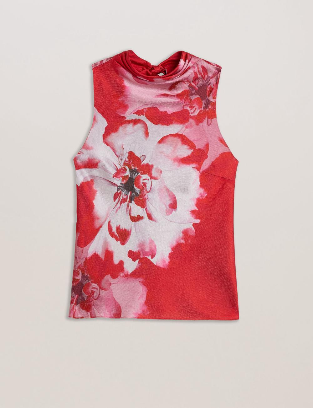 Ted Baker KOHANA - Floral Satin High Neck Sleeveless Top ブラウス レディース 赤 | Japan  BCFR-27153