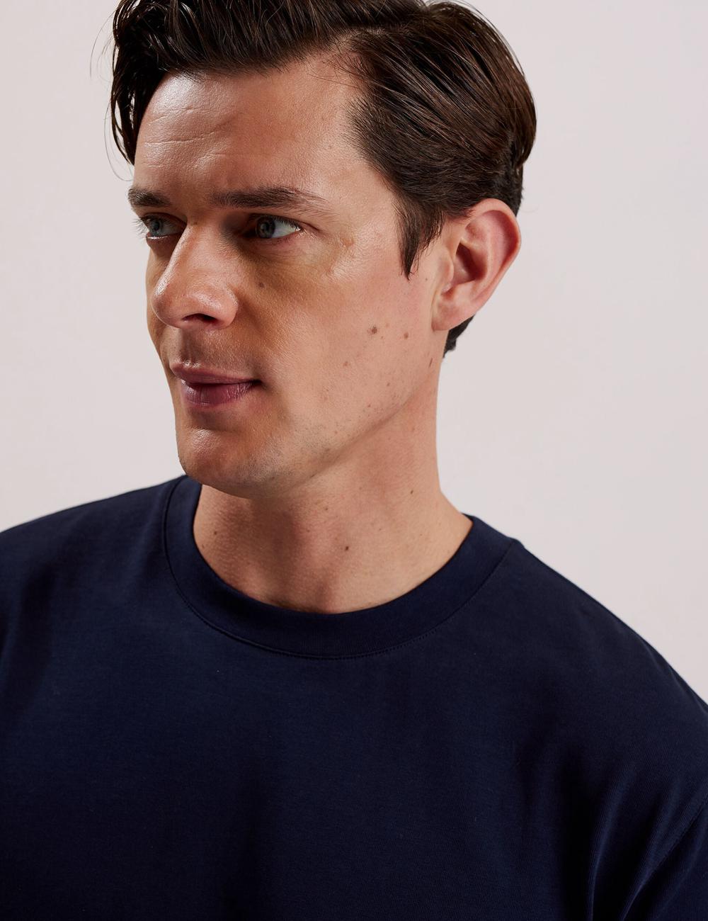 Ted Baker KORNKA - Short Sleeve Relaxed Fit Cotton Tシャツ メンズ ネイビー | Japan  XJBP-56327