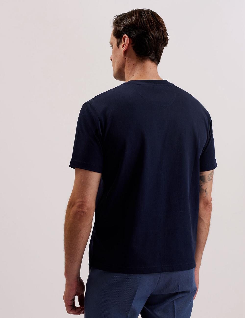 Ted Baker KORNKA - Short Sleeve Relaxed Fit Cotton Tシャツ メンズ ネイビー | Japan  XJBP-56327