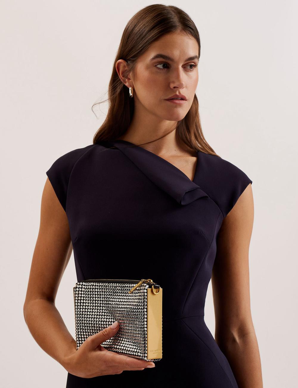 Ted Baker KRIISA - Crystal Hardware Side Clutch ショルダーバッグ レディース シルバー | Japan  XMJW-37549