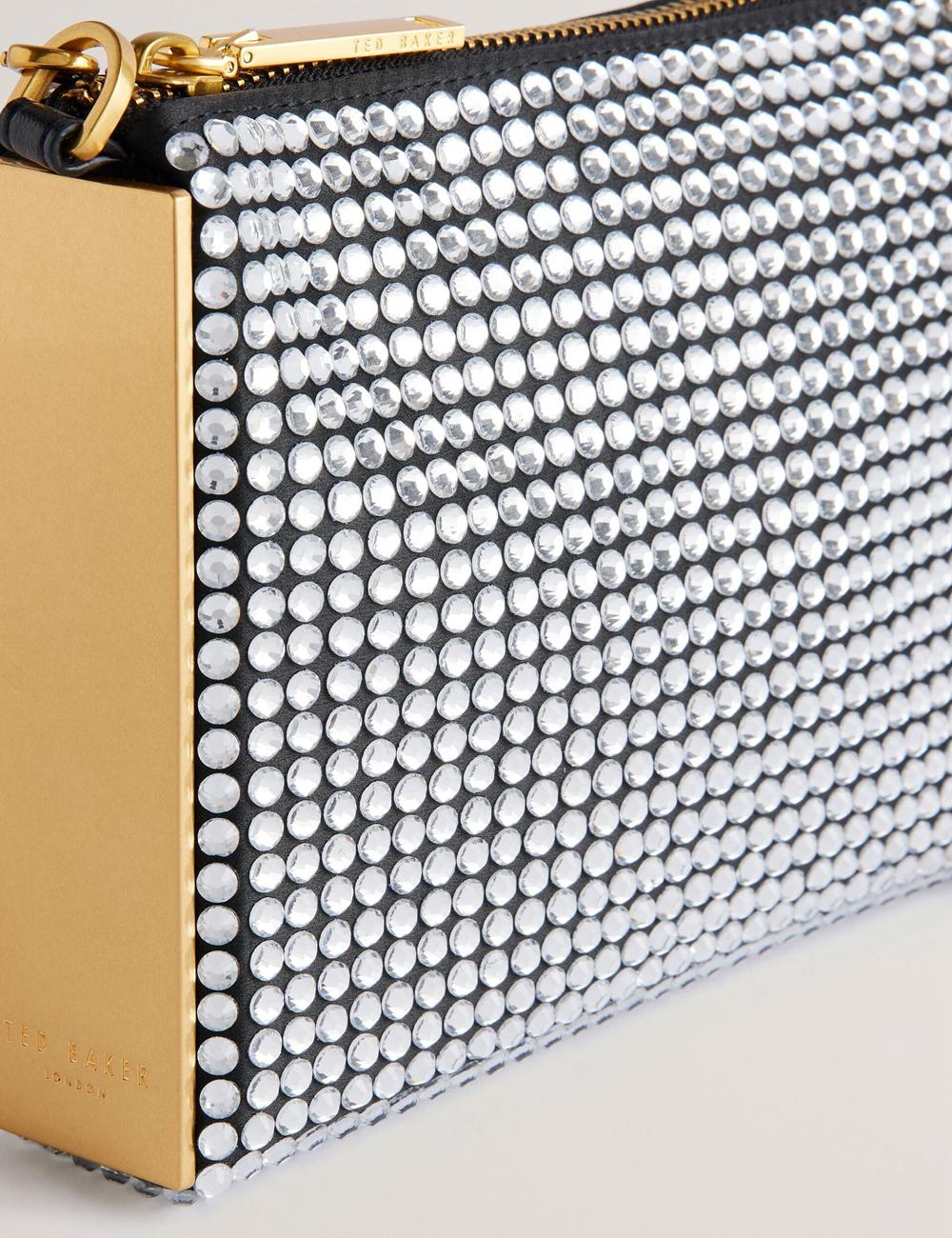 Ted Baker KRIISA - Crystal Hardware Side Clutch ショルダーバッグ レディース シルバー | Japan  XMJW-37549