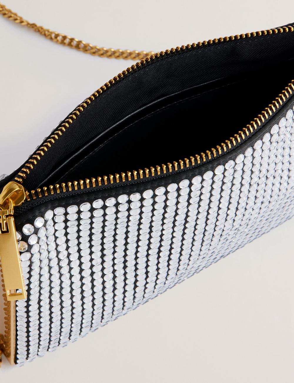 Ted Baker KRIISA - Crystal Hardware Side Clutch ショルダーバッグ レディース シルバー | Japan  XMJW-37549