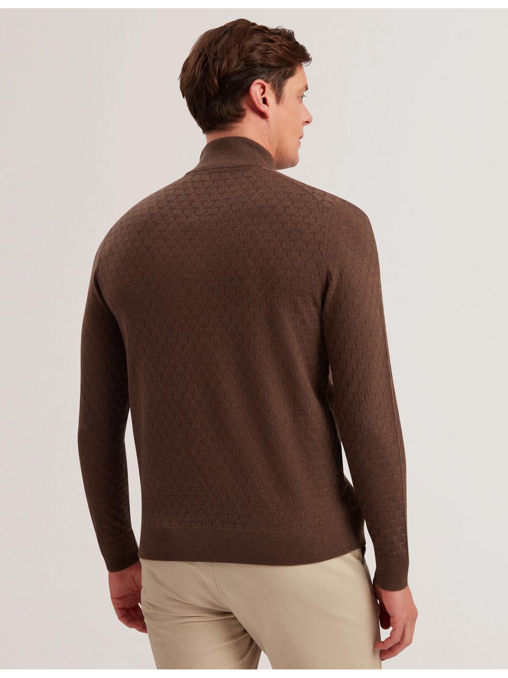 Ted Baker KURNLE - T Knit Half Zip Funnel Neck ジャンパー メンズ ブラウン | Japan  OBLR-06349