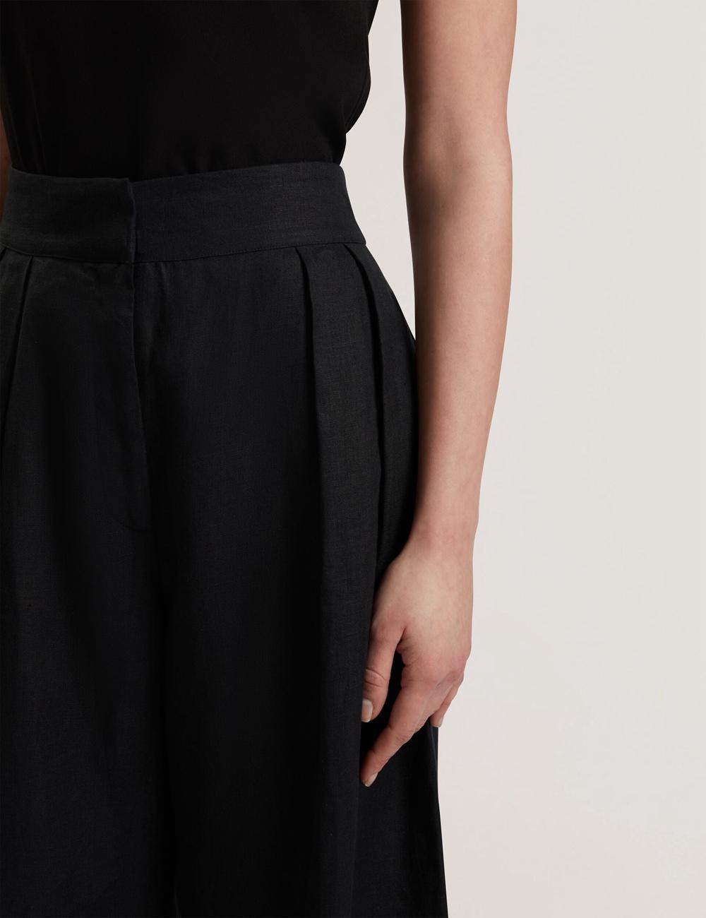 Ted Baker KYFAAT - Pure Linen Tailored Wide Leg ズボン レディース 黒 | Japan  IKUC-08274