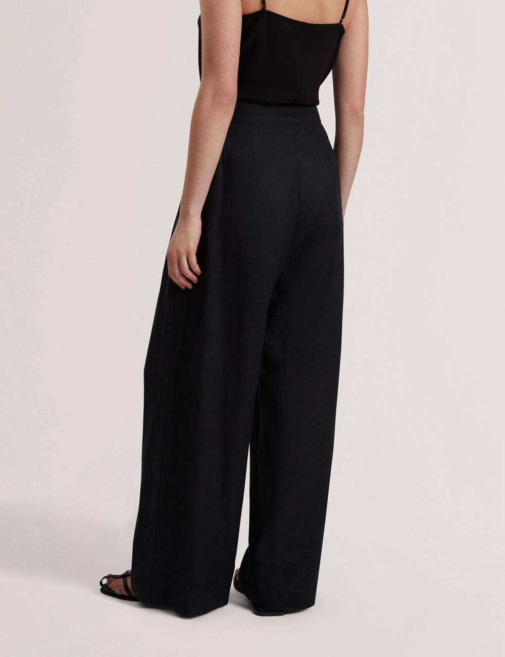Ted Baker KYFAAT - Pure Linen Tailored Wide Leg ズボン レディース 黒 | Japan  IKUC-08274